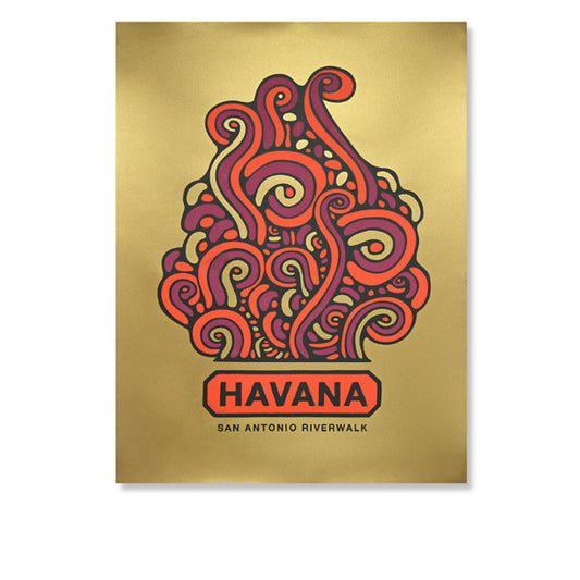 Hotel Havana Red & Gold Poster